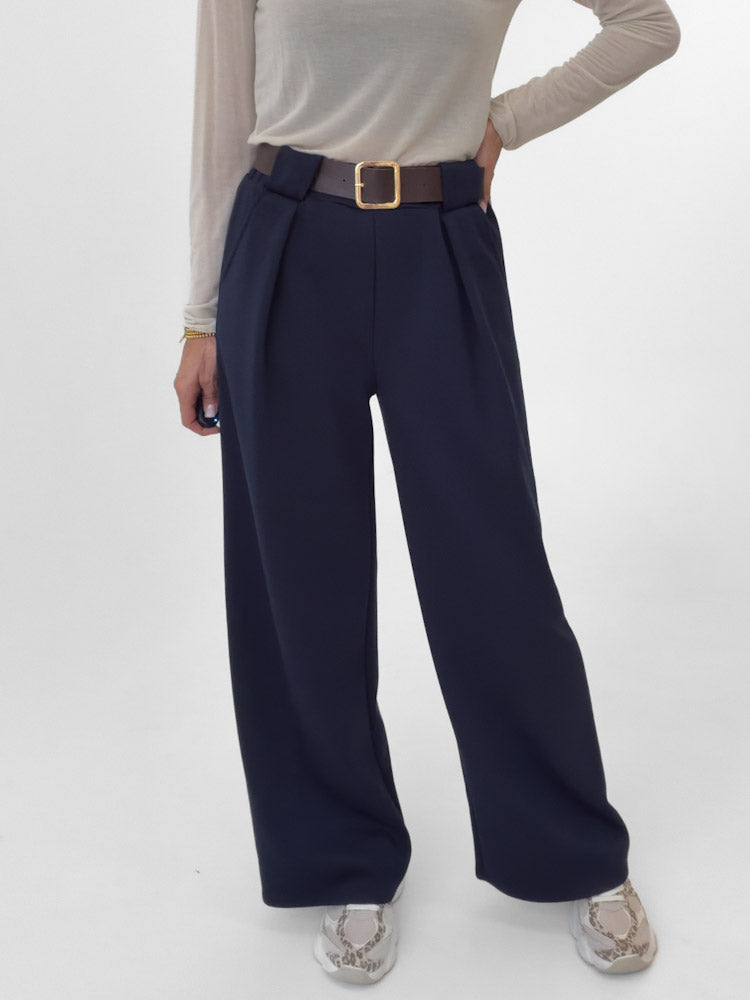 "Pari" elastische Hose aus Viskose - navy blau