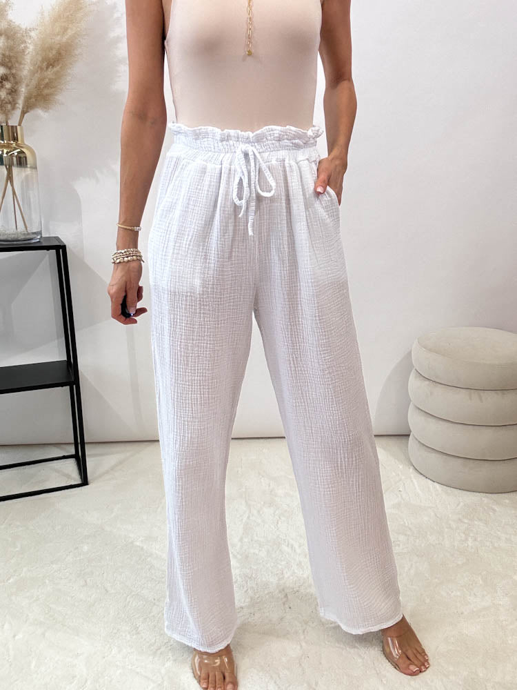 "Musselin Pants 2.0" Hose aus Baumwolle - weiß