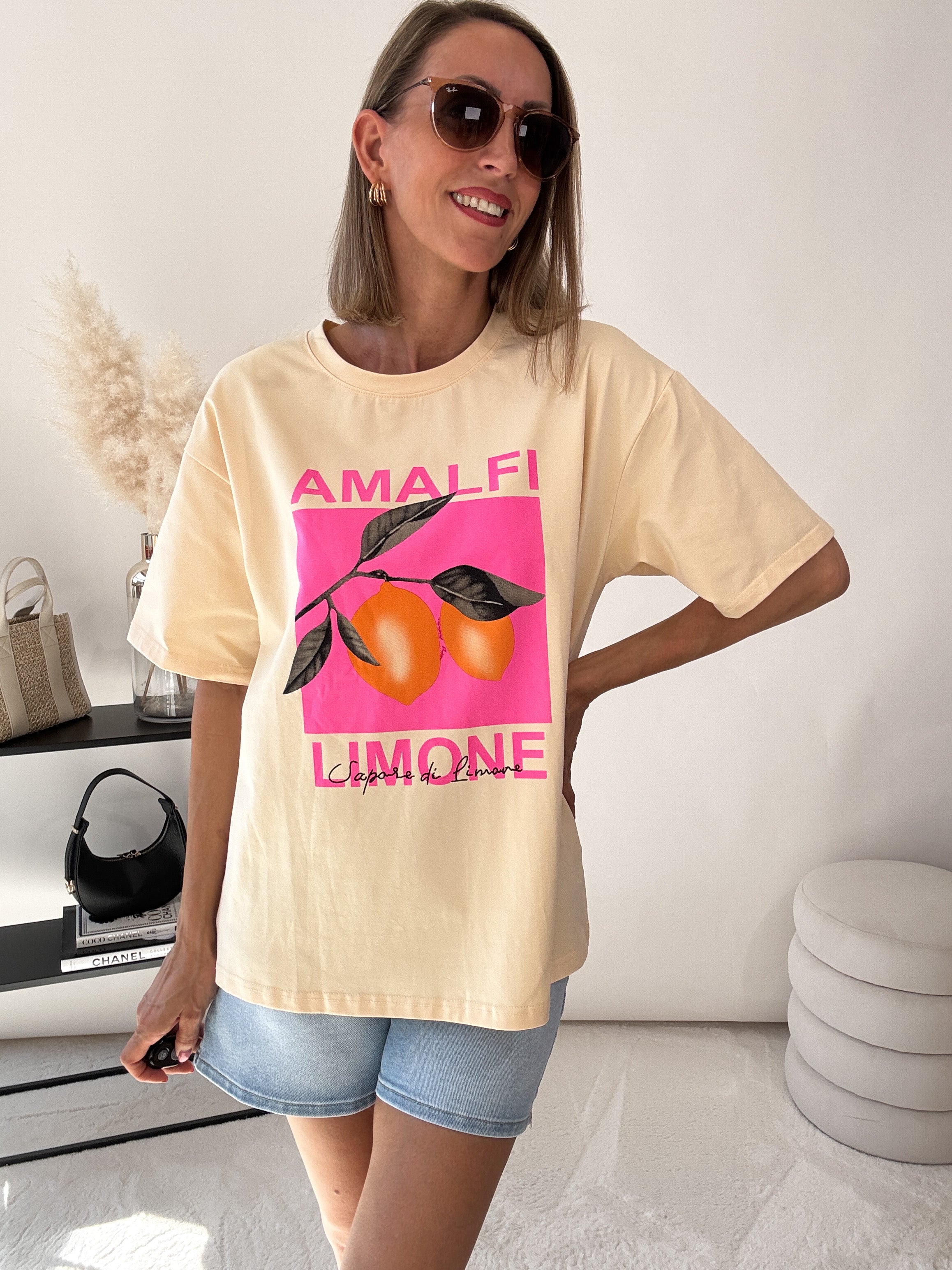 "Amalfi" Shirt mit Statement - honey
