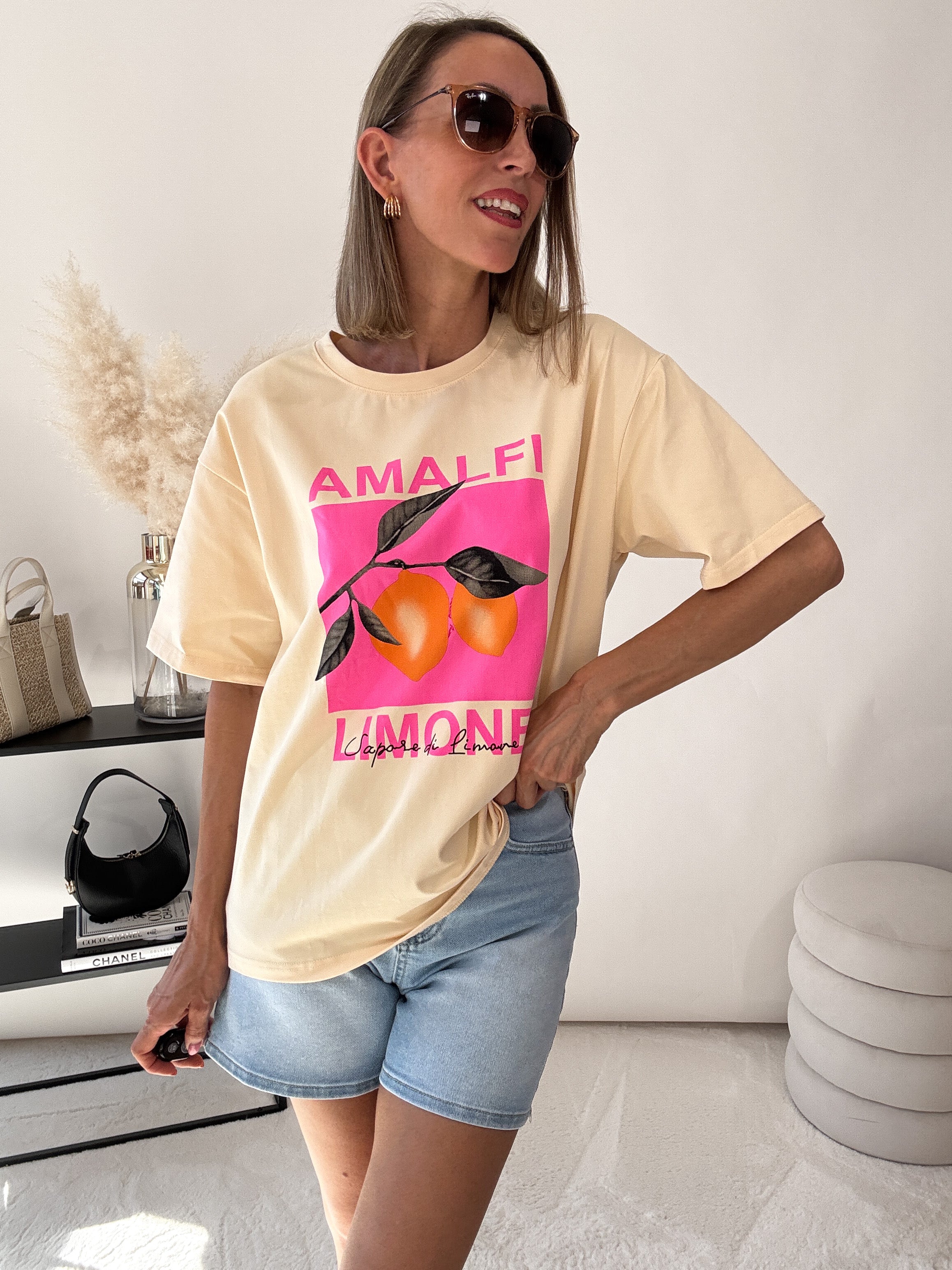 "Amalfi" Shirt mit Statement - honey