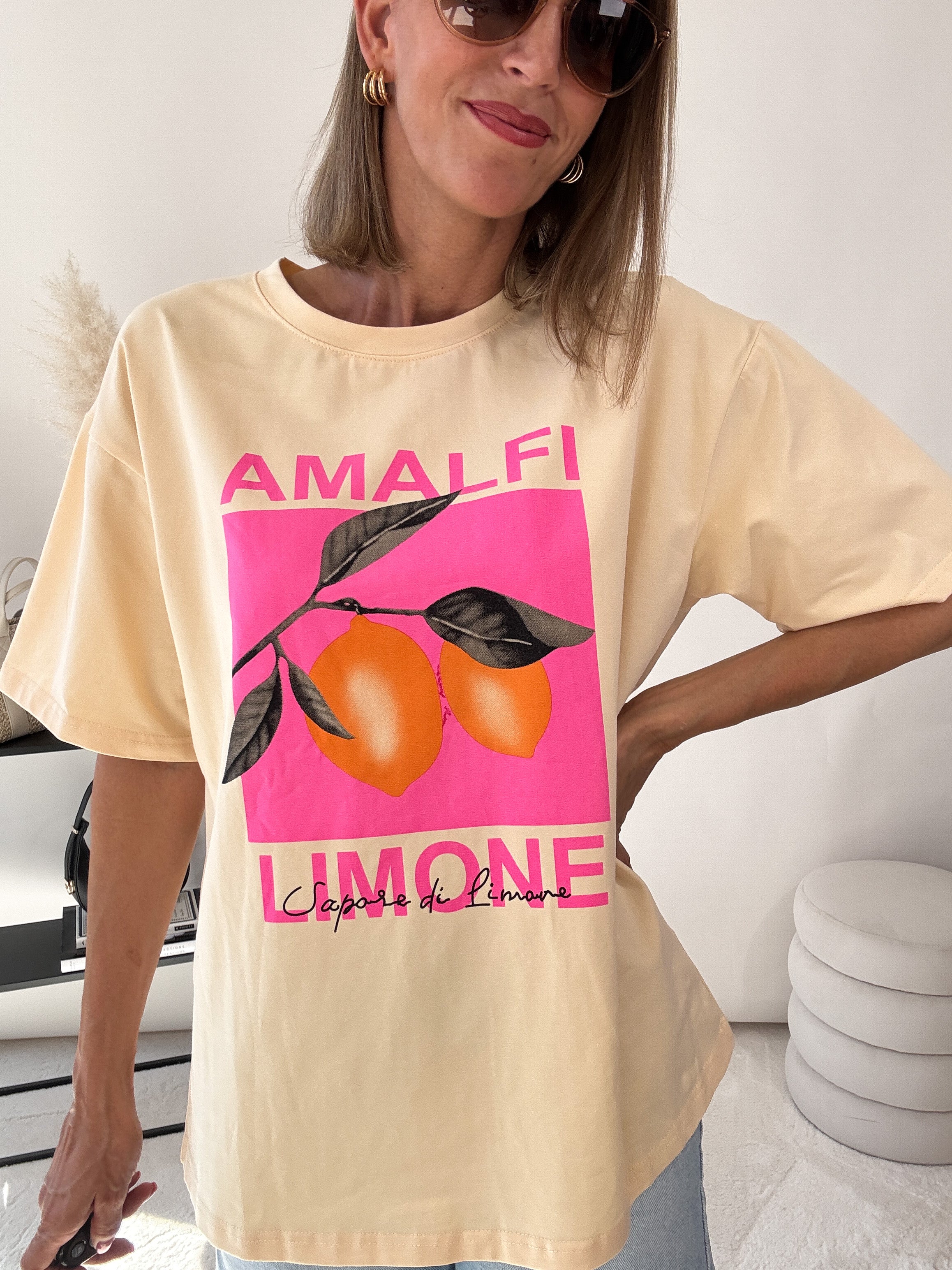 "Amalfi" Shirt mit Statement - honey