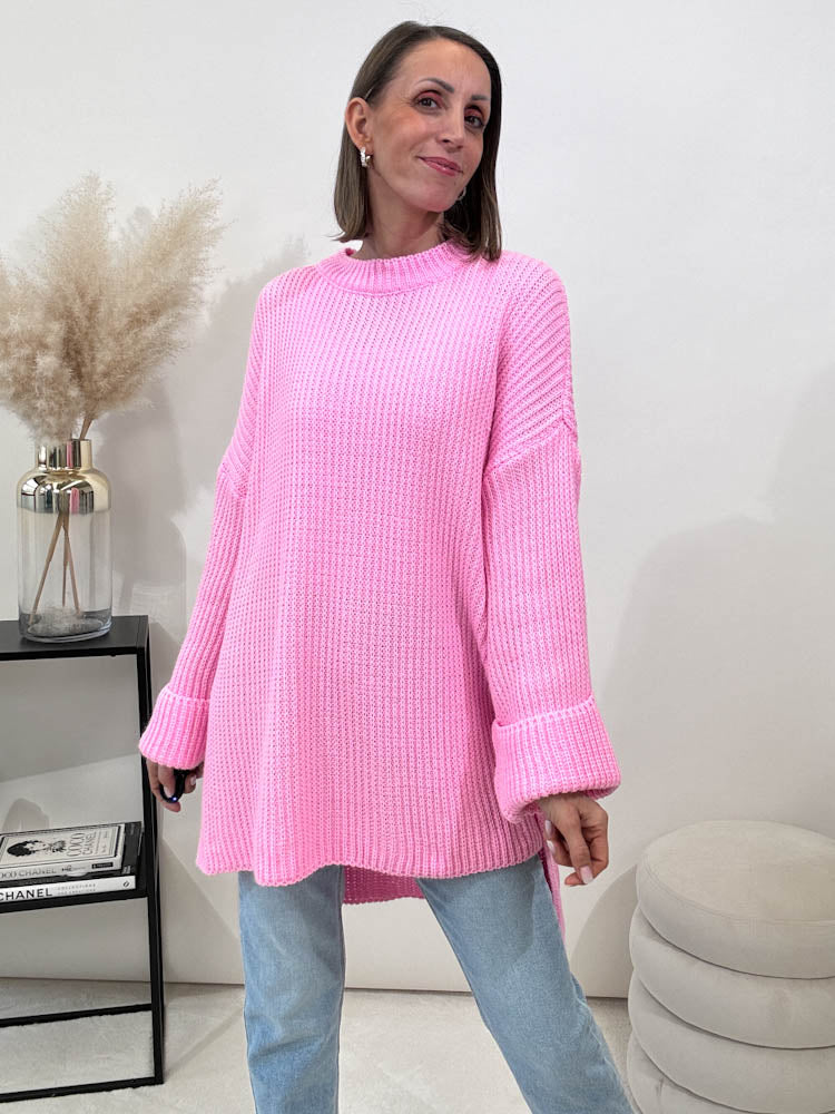 Strickpullover mit Schlitz - cotton candy