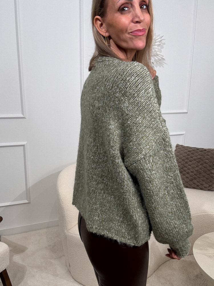 "Magliano" kuscheliger Cardigan aus Viskose zum Binden - salbei