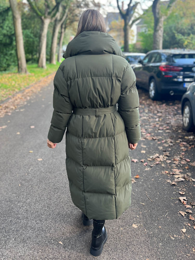 "Node" Oversize Mantel mit Gürtel - khaki