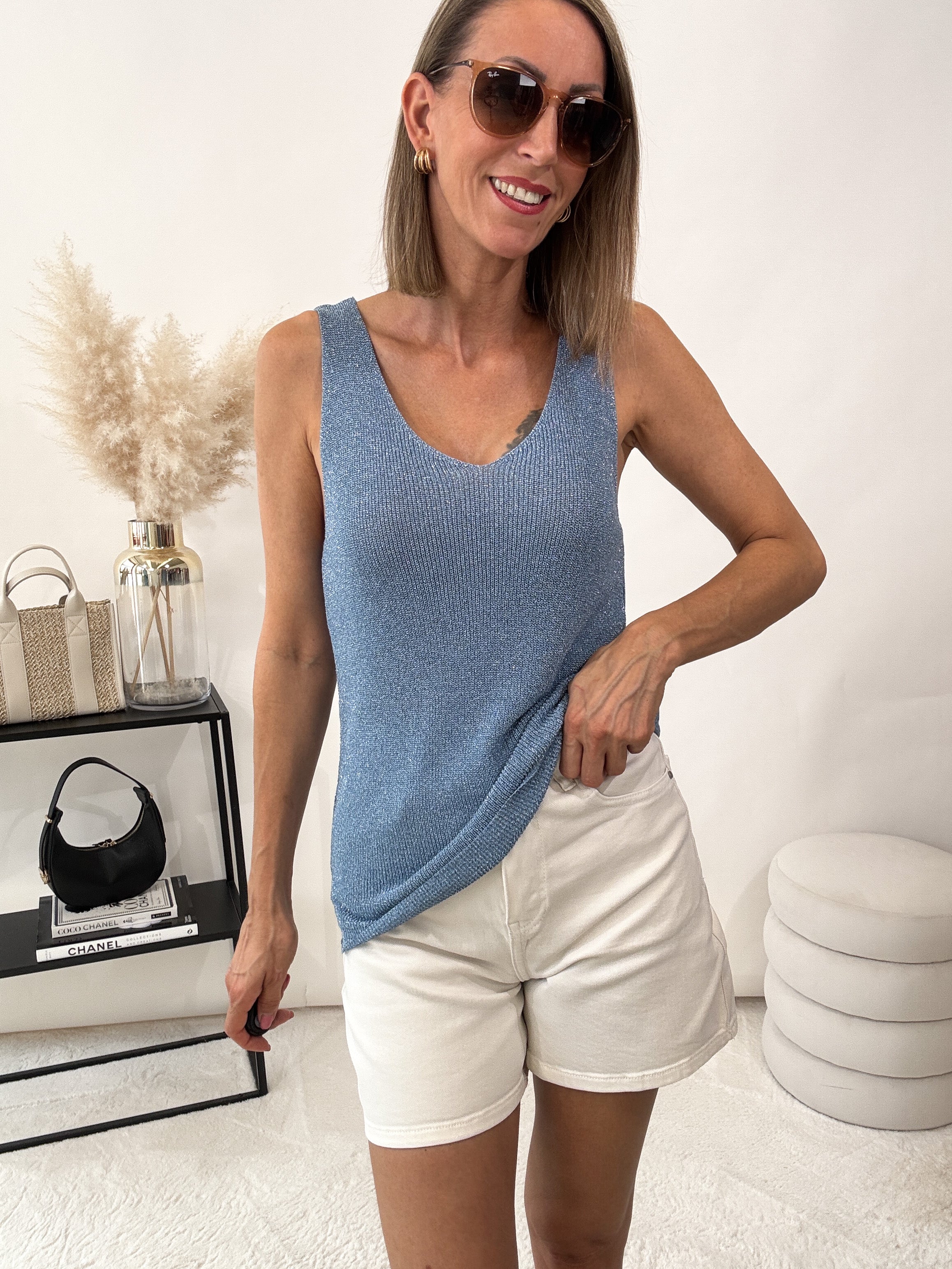 "Amy" weiches Top - blue glitter