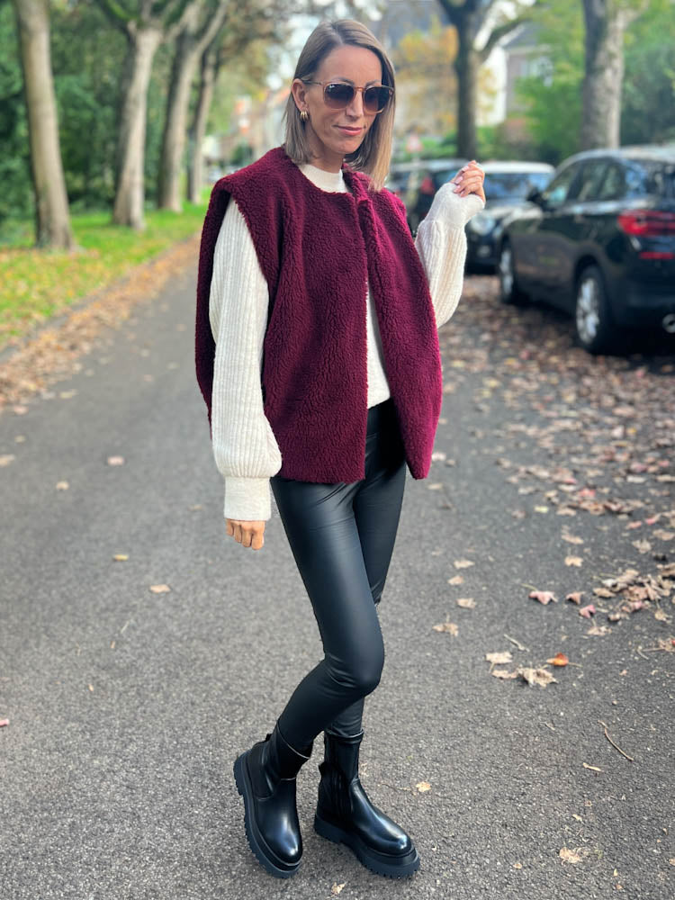 "Teddy Vest" süße Teddy Weste - bordeaux