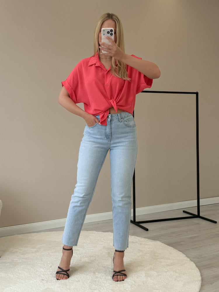 "Sunshine" kurze Bluse - coral