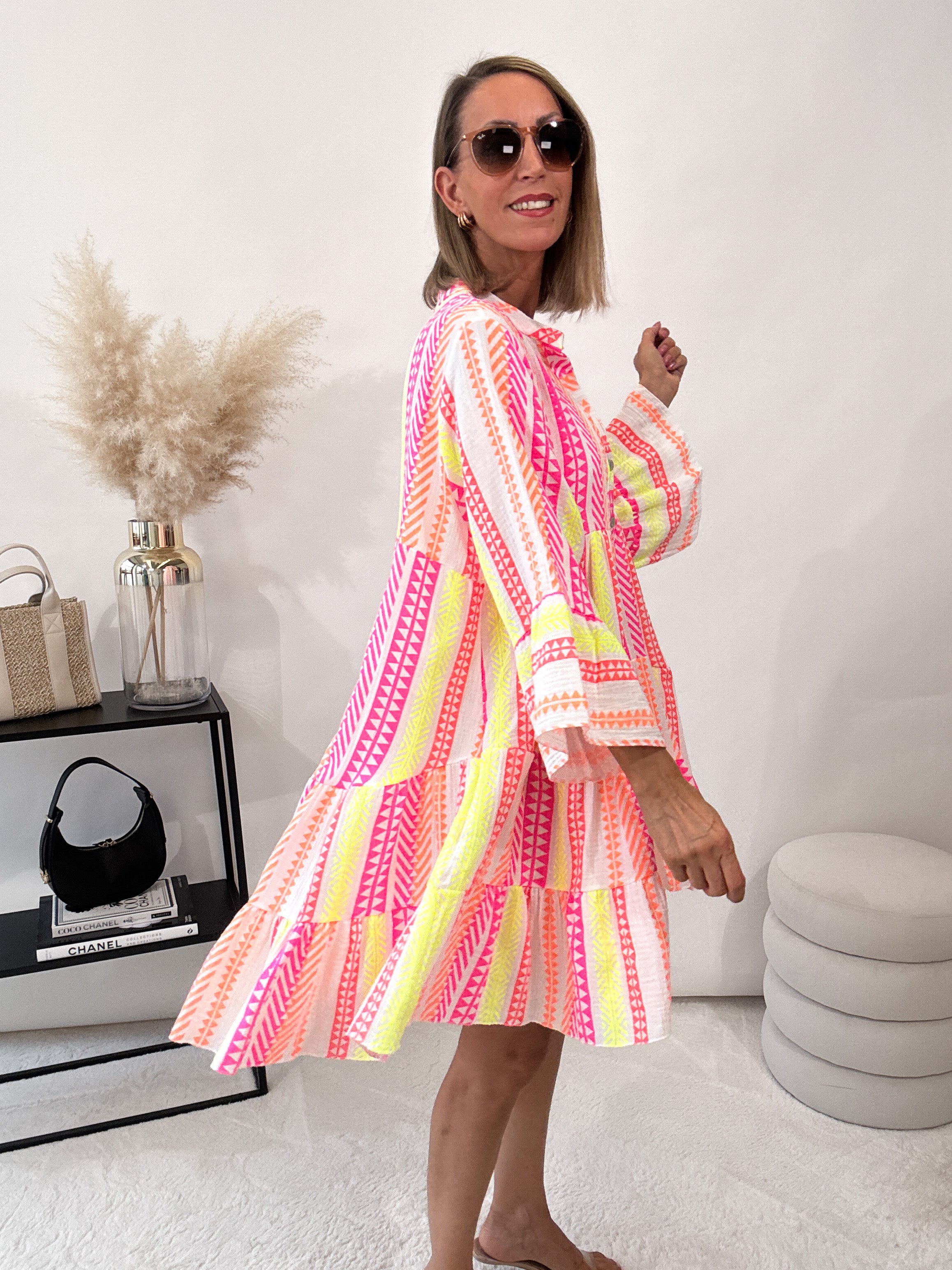 ,,Beach Midi"- Tunikakleid aus Baumwolle - pink