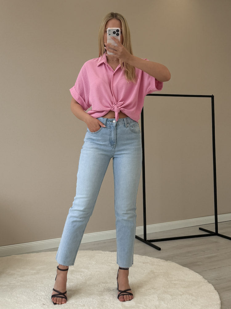 "Sunshine" kurze Bluse - candypink