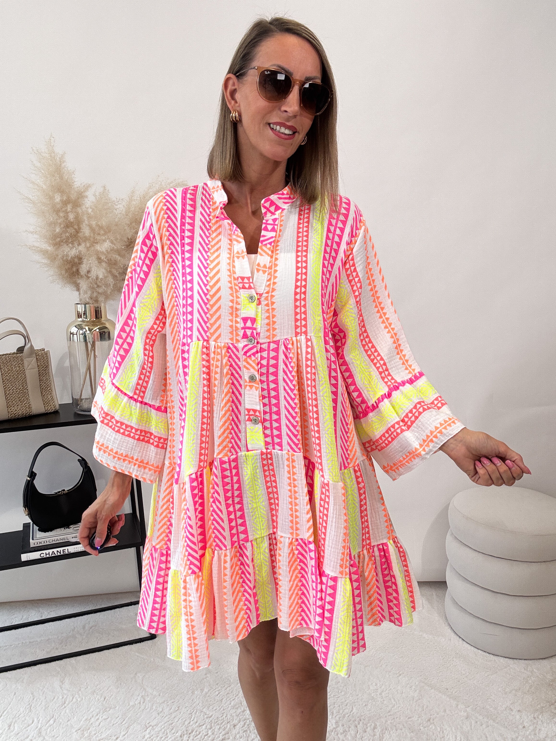 ,,Beach Midi"- Tunikakleid aus Baumwolle - pink