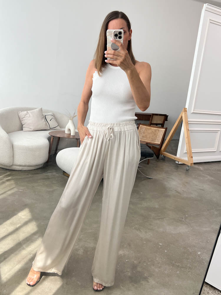 "Silky" Hose aus Viskose - champagne
