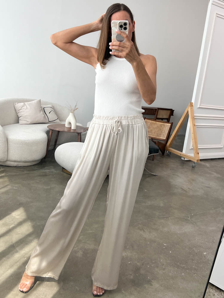 "Silky" Hose aus Viskose - champagne