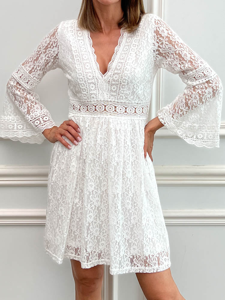 "Glow" weiches Spitzenkleid - weiß