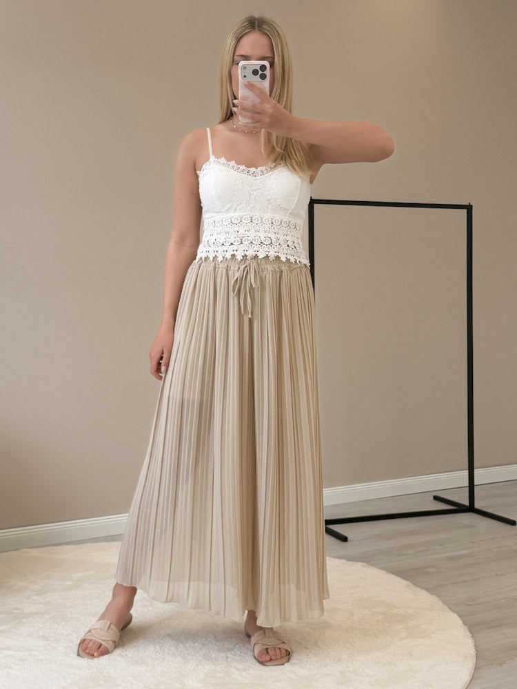 Plissee Culotte Hose - beige