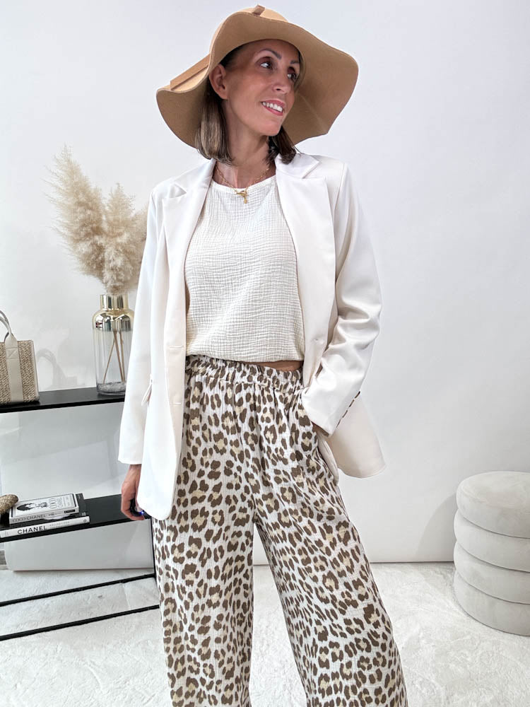 "Musselin Leo Pants" Hose aus Baumwolle - beige/taupe