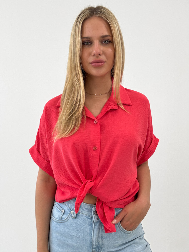 "Sunshine" kurze Bluse - coral