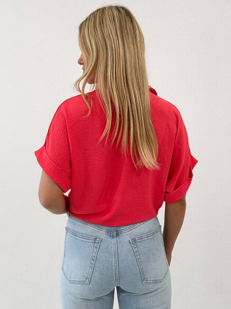 "Sunshine" kurze Bluse - coral