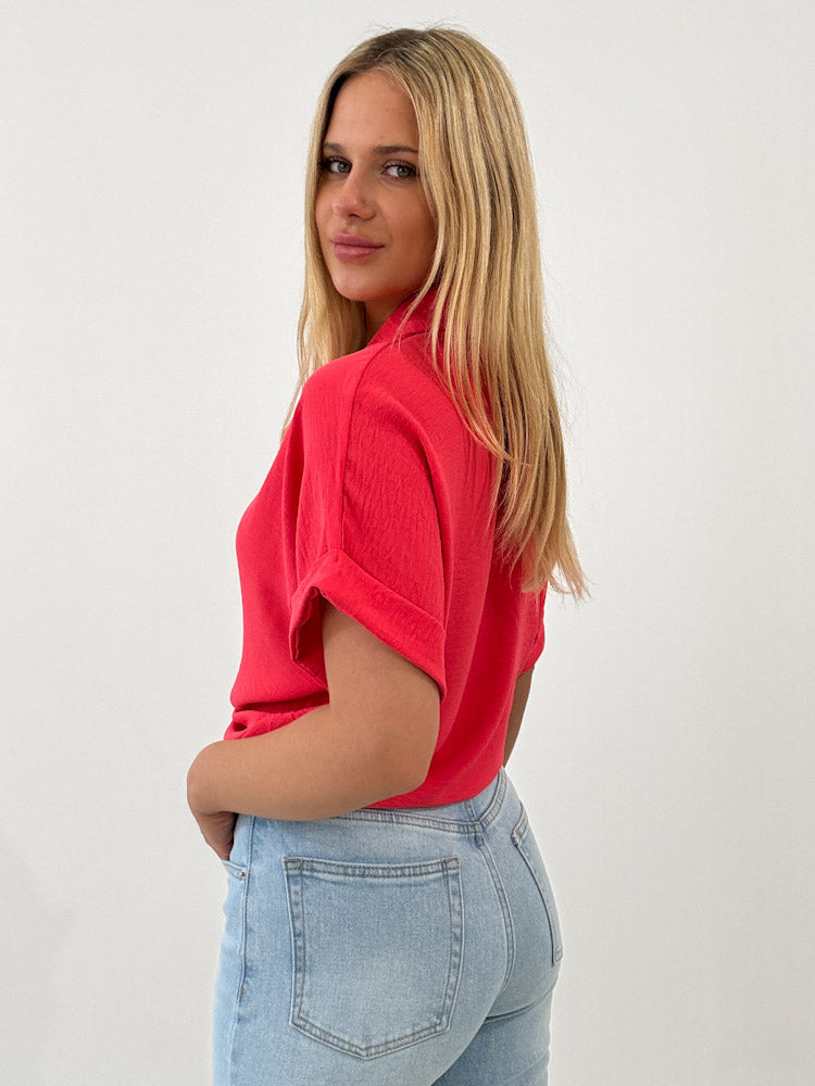 "Sunshine" kurze Bluse - coral