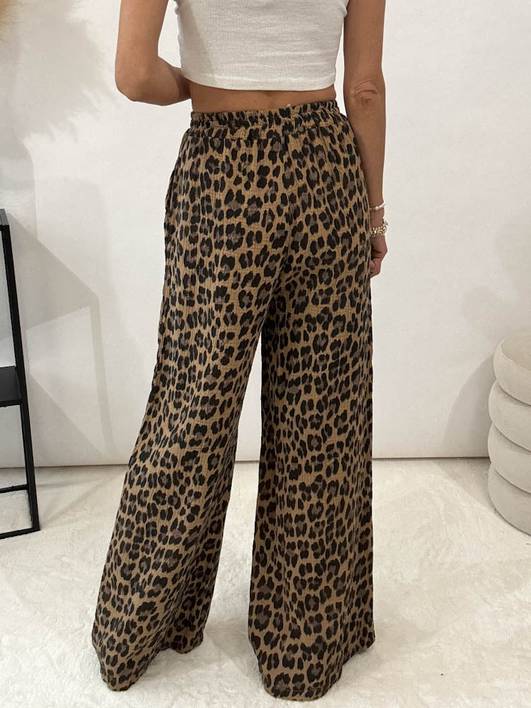 "Musselin Leo Pants" Hose aus Baumwolle - camel
