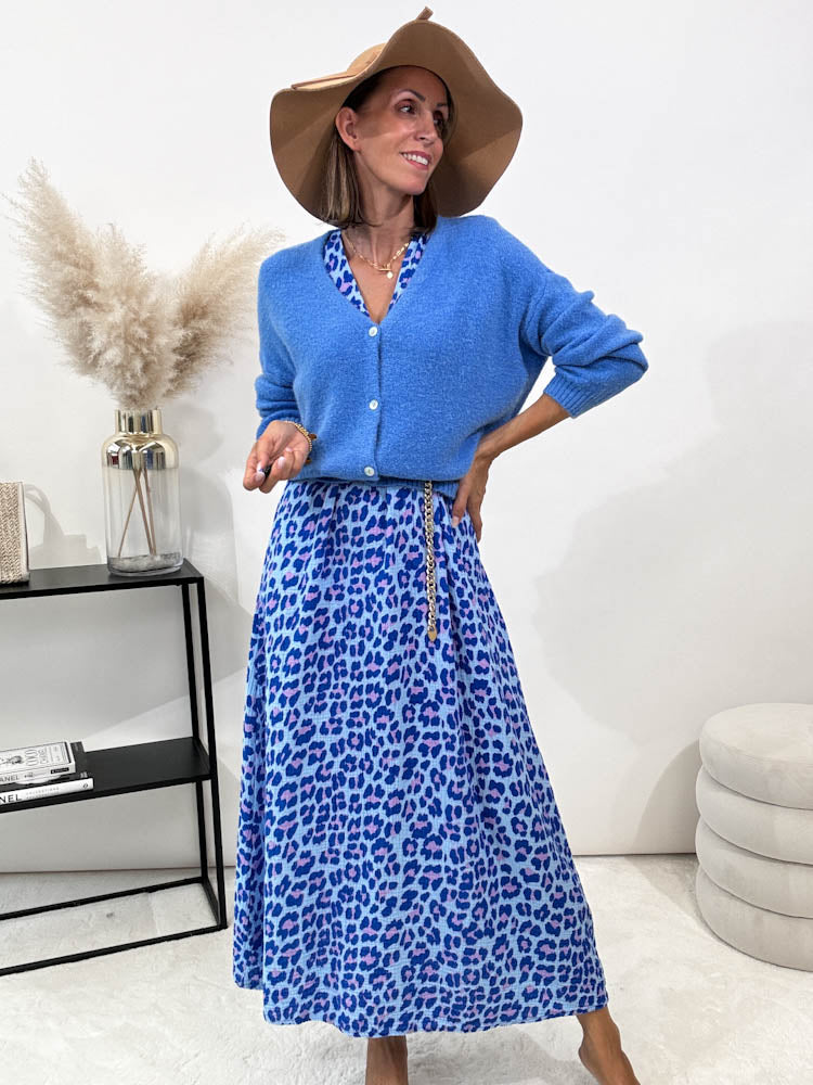 ,,Pianosa"- Leo Maxikleid aus Musselin - blau/rosa
