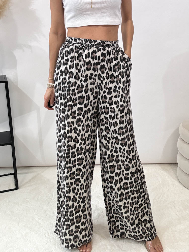 "Musselin Leo Pants" Hose aus Baumwolle - weiß