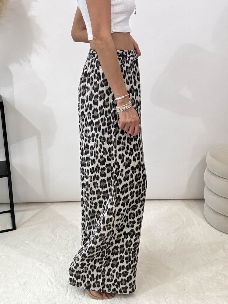 "Musselin Leo Pants" Hose aus Baumwolle - weiß