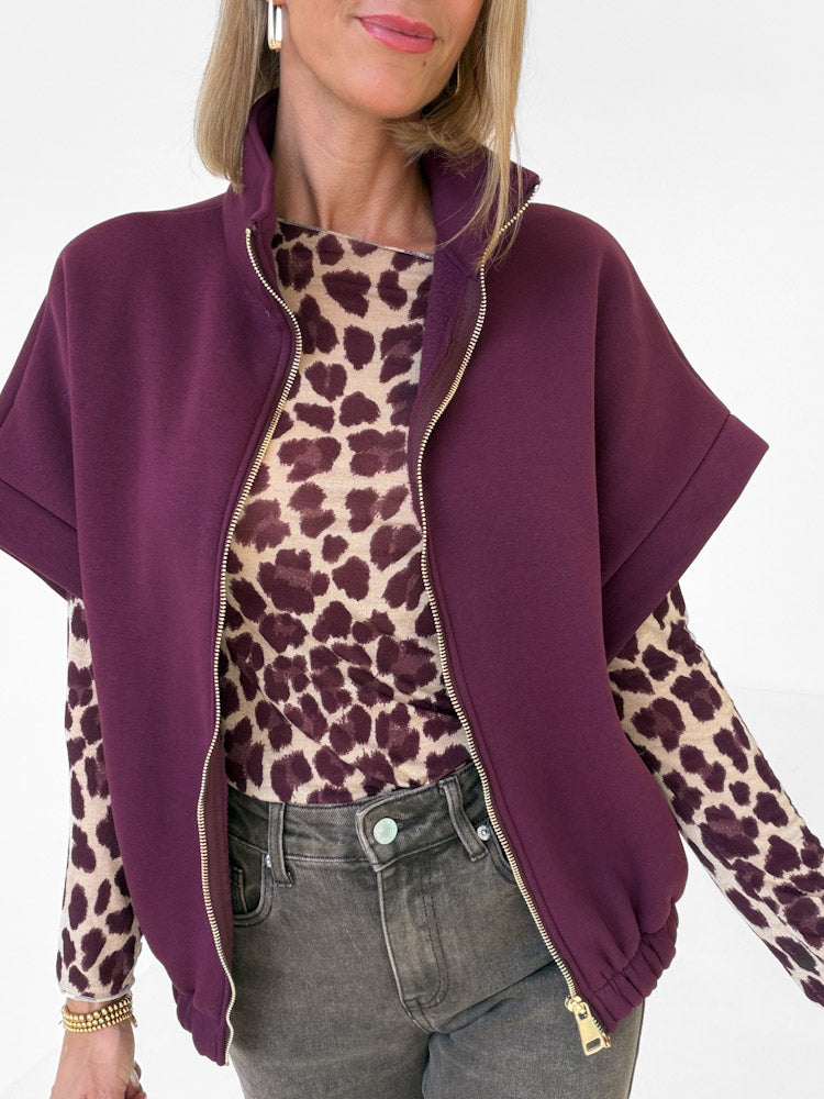 "Comfy" stylische Weste aus Baumwolle - plum