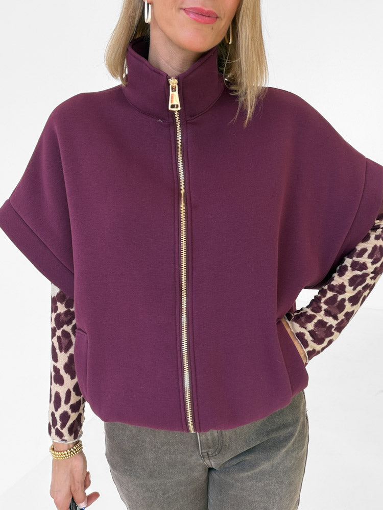 "Comfy" stylische Weste aus Baumwolle - plum
