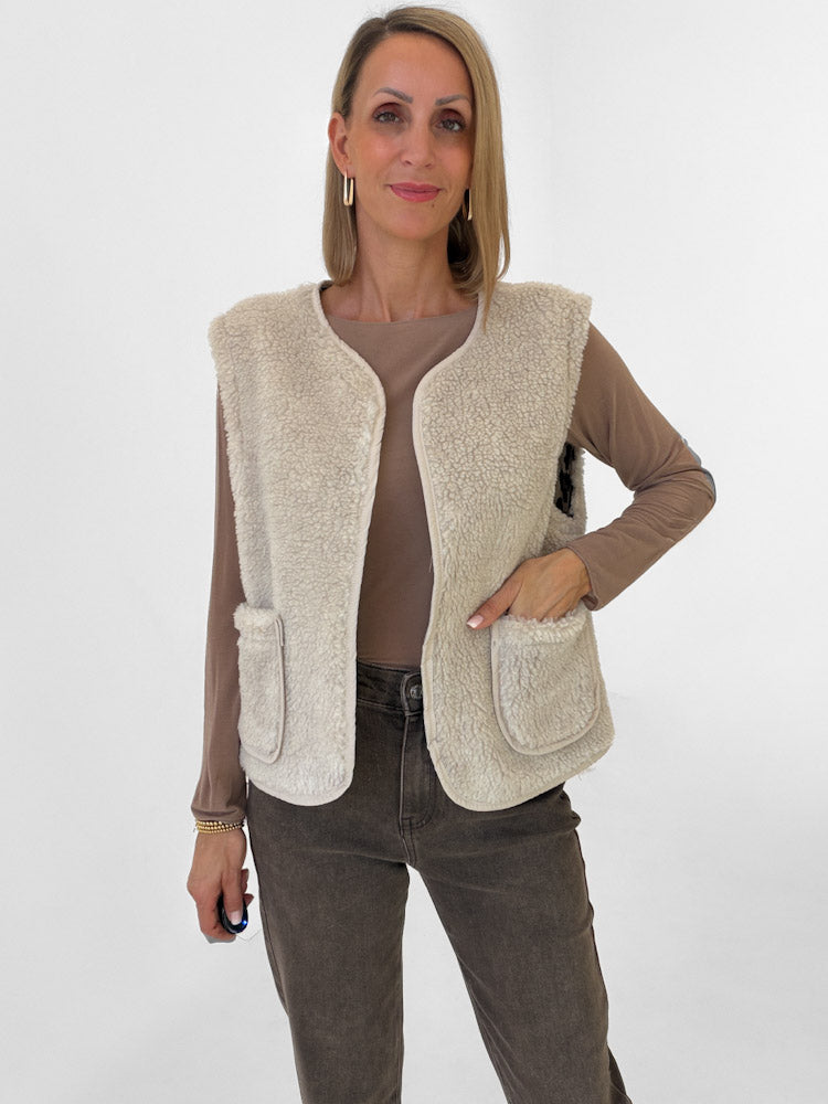 "Nayla Leo" tolle Teddy Wendeweste aus Viscose - beige