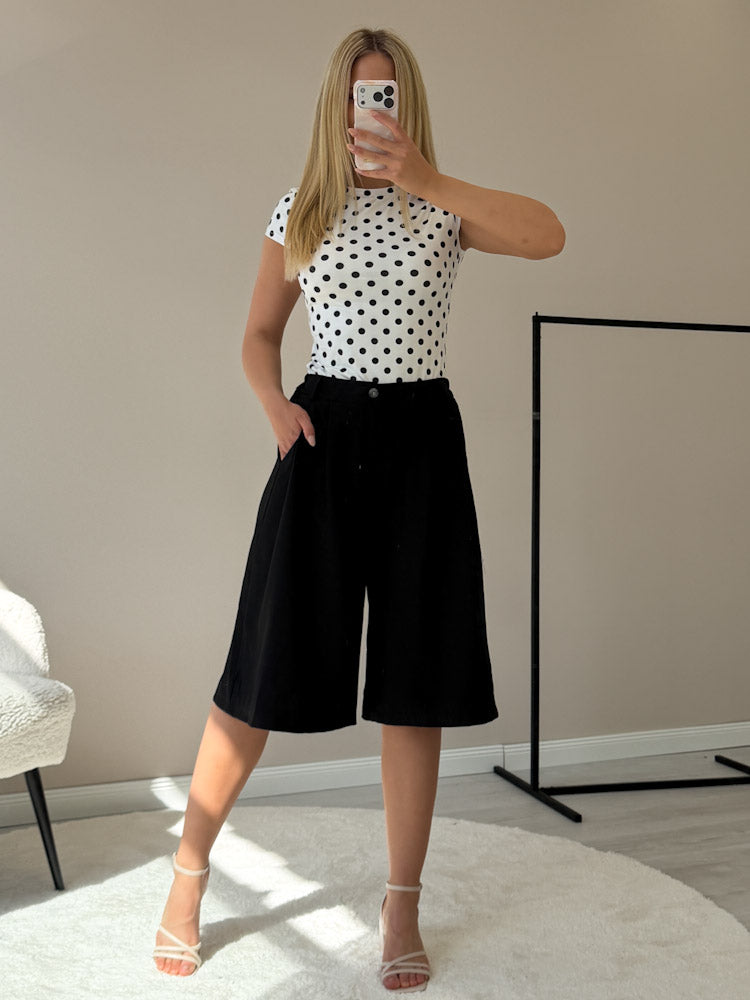 "Classic Dots" stylisches Shirt aus Viscose - weiß/schwarz