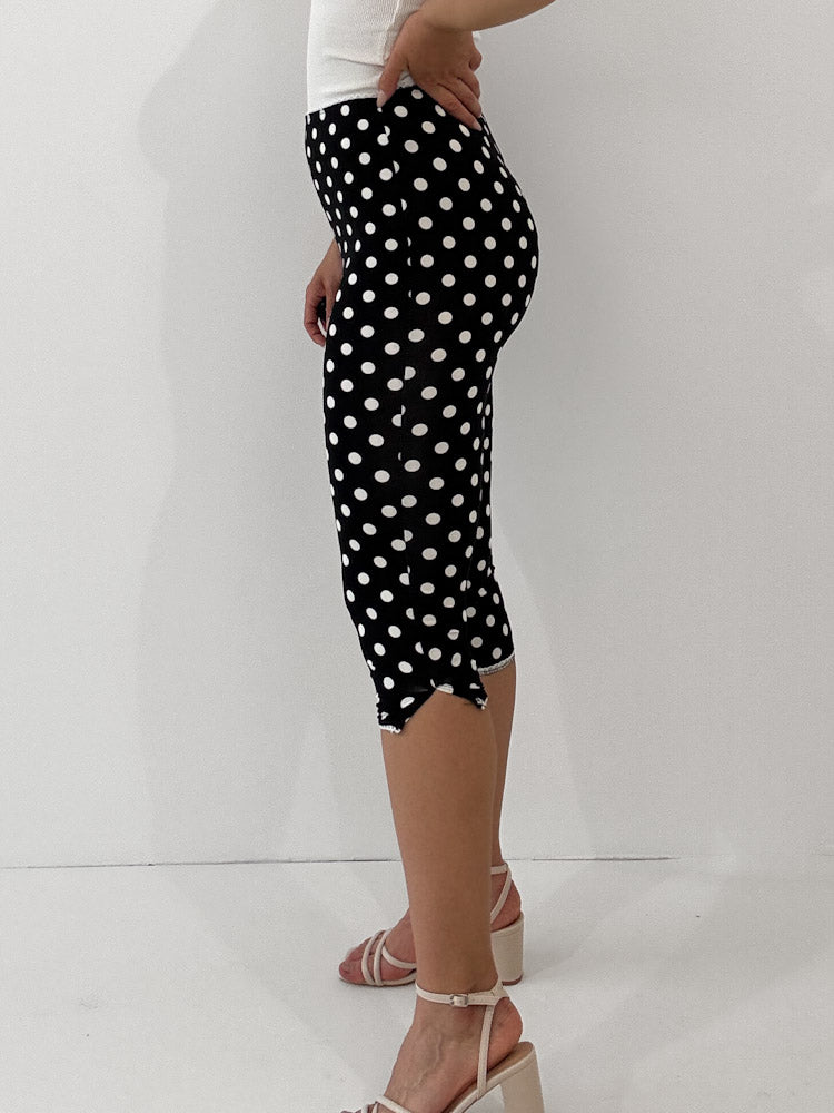 "Polka Chic" weiche Capri Legging aus Viscose - schwarz/ weiß
