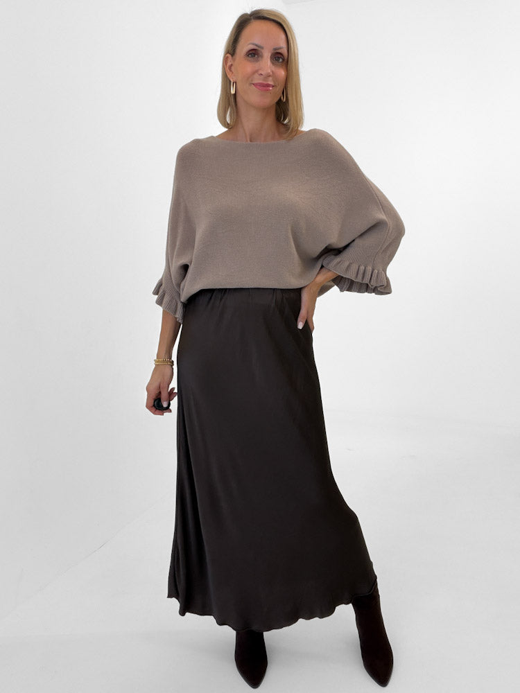 "Silky Maxi" stylischer Rock aus Viscose - chocobraun