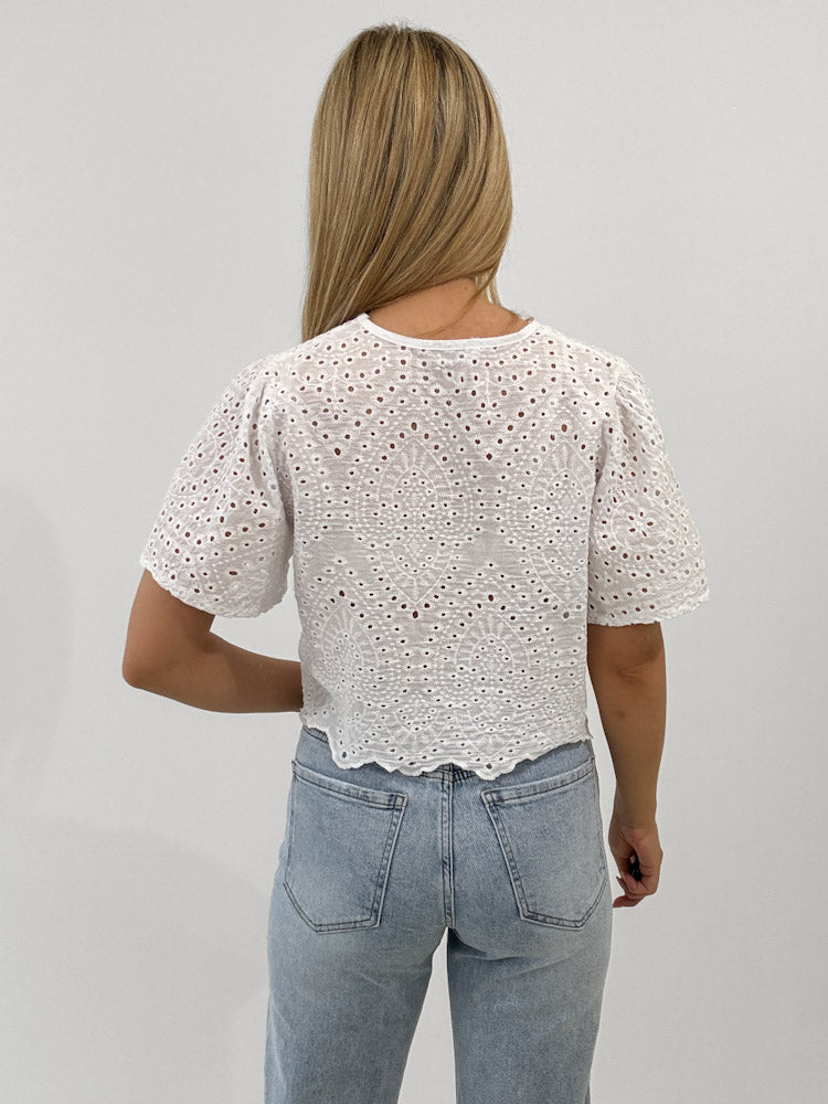 "Boho Bow" Bluse mit Schleifen - weiß