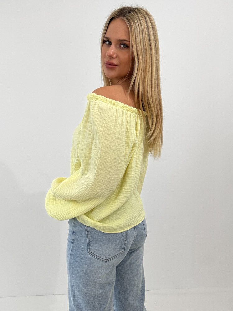 "Sweet Bow" Musselin Cardigan mit Schleifen - hellgelb