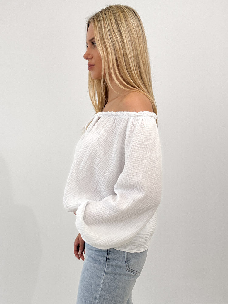"Sweet Bow" Musselin Cardigan mit Schleifen - weiß