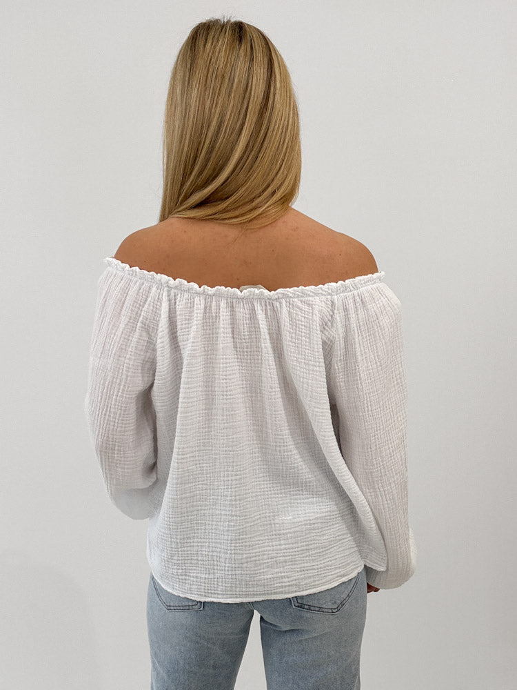 "Sweet Bow" Musselin Cardigan mit Schleifen - weiß