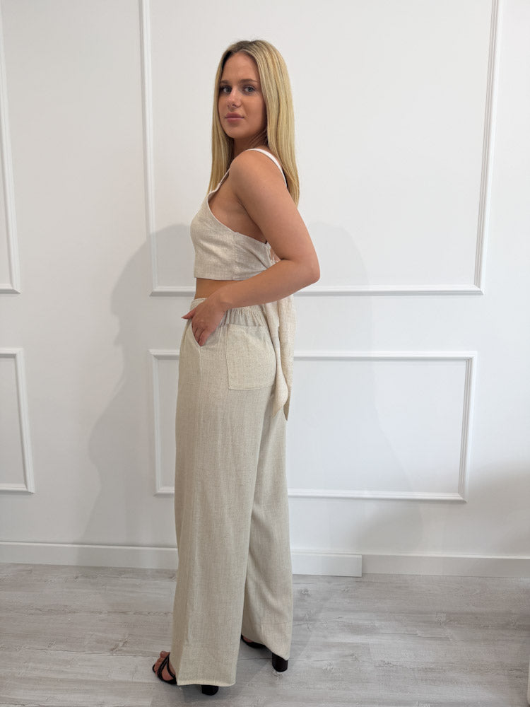 "Lino" stylische Leinen Hose - beige
