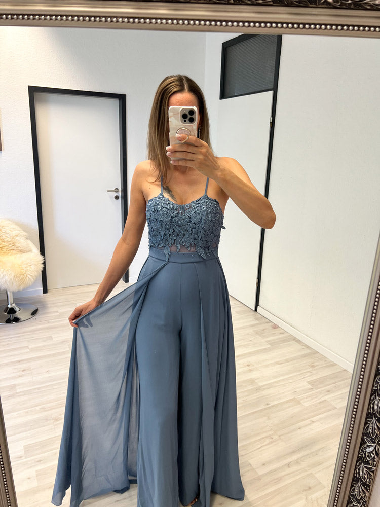 Langes elegantes Hosenkleid - blau