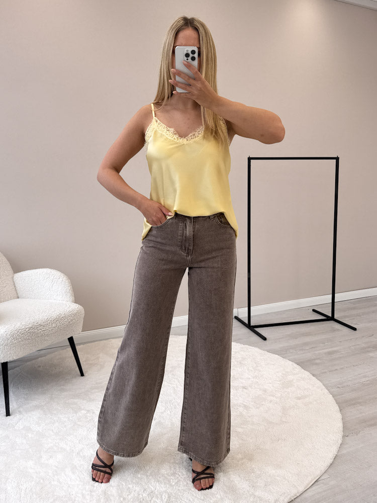 Lace Top mit weicher Spitze - hellgelb