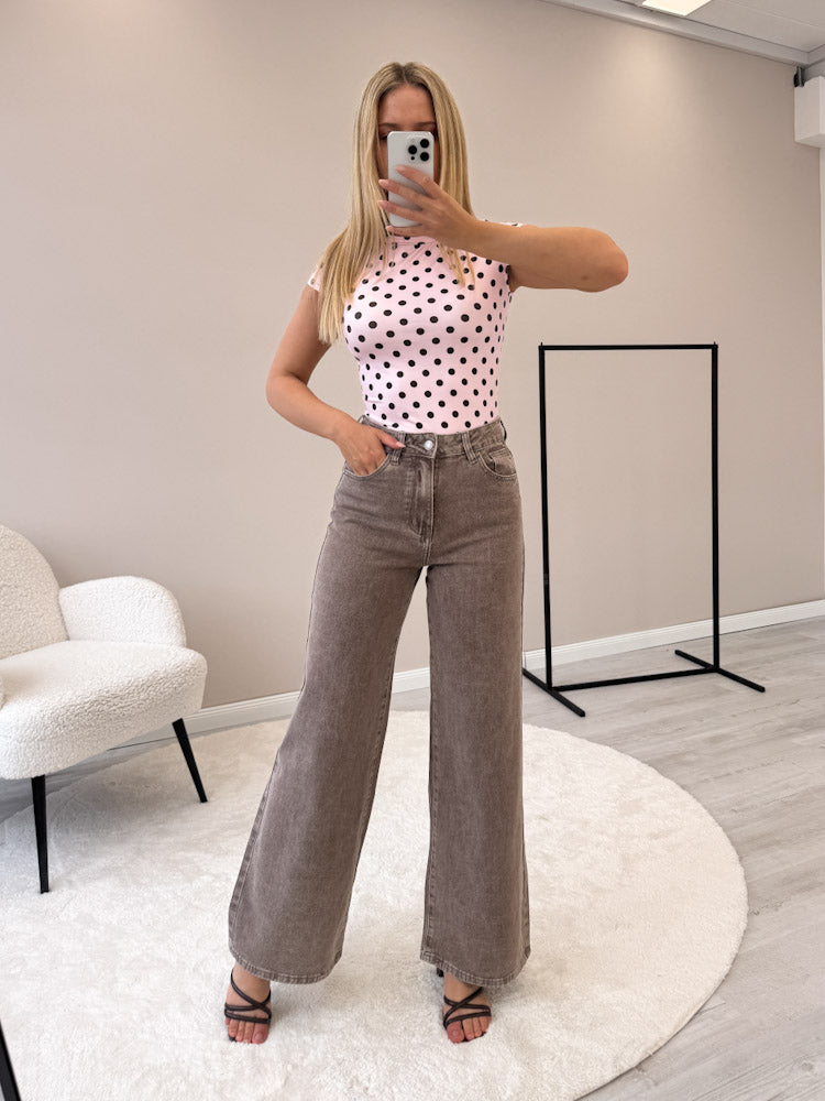 "Classic Dots" stylisches Shirt aus Viscose - rosa/ braun