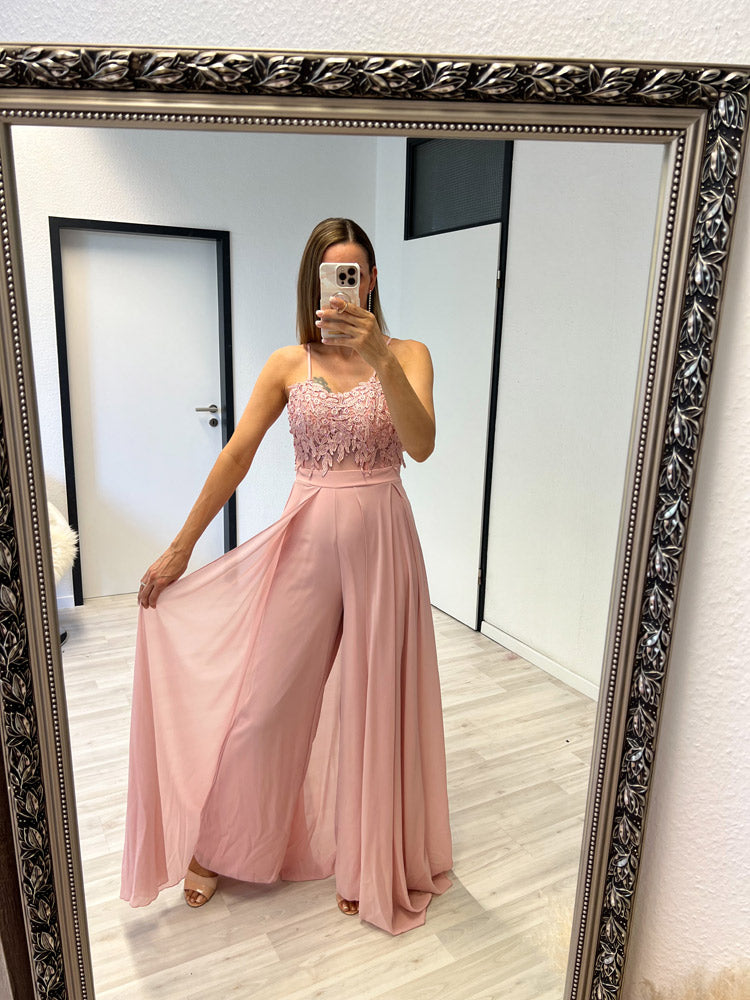 Langes elegantes Hosenkleid - rosa