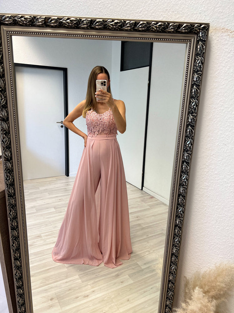 Langes elegantes Hosenkleid - rosa