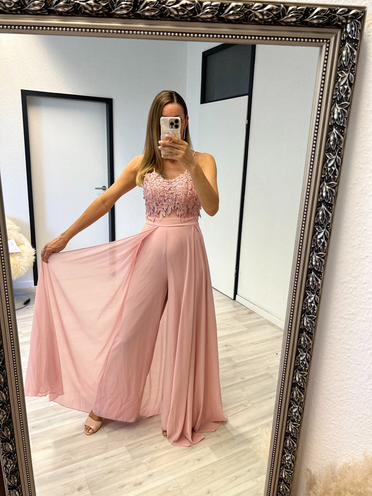 Langes elegantes Hosenkleid - rosa
