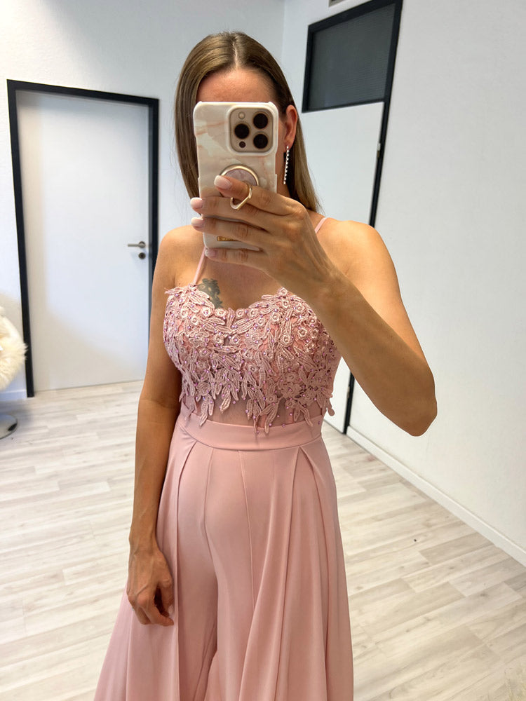 Langes elegantes Hosenkleid - rosa