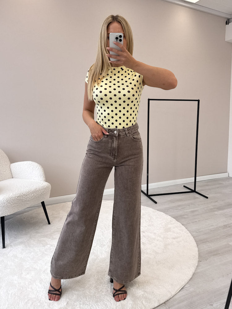 "Classic Dots" stylisches Shirt aus Viscose - gelb/ braun