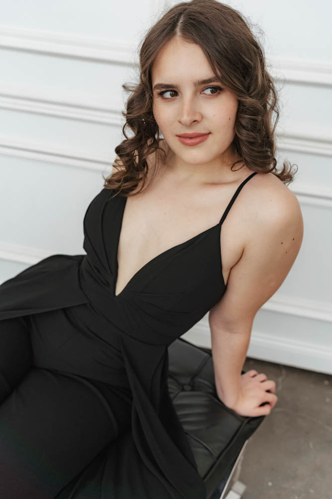 B-WARE: Langes elegantes Hosenkleid - schwarz (Größe S)
