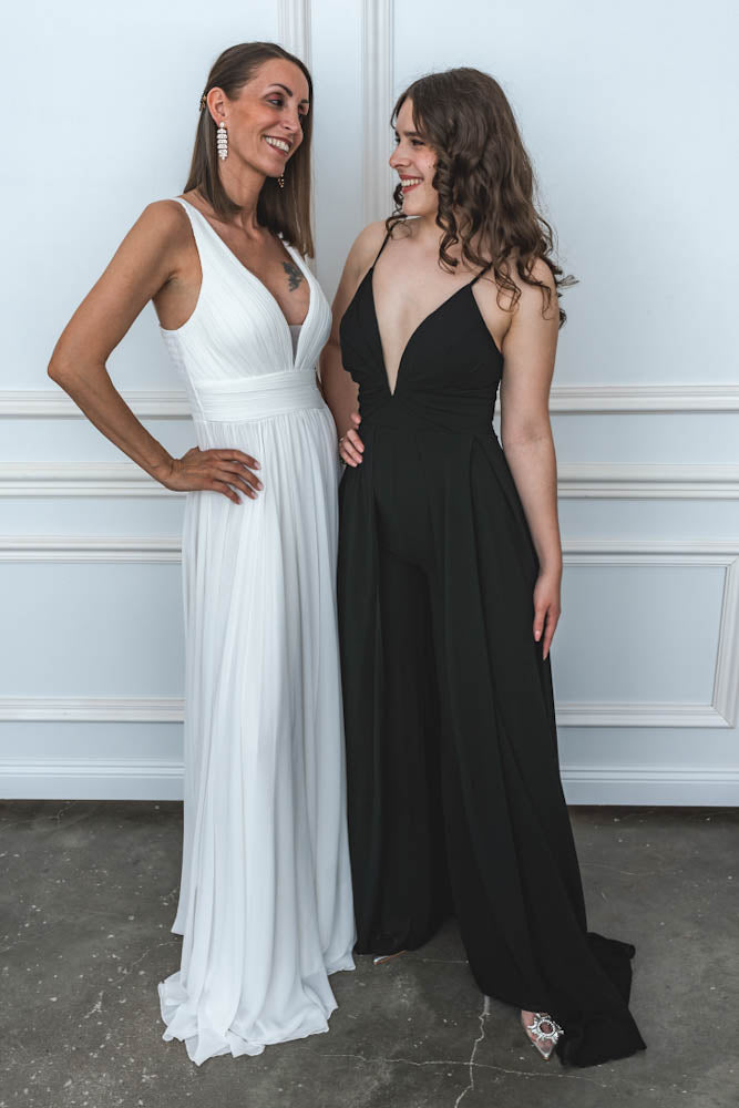 B-WARE: Langes elegantes Hosenkleid - schwarz (Größe S)