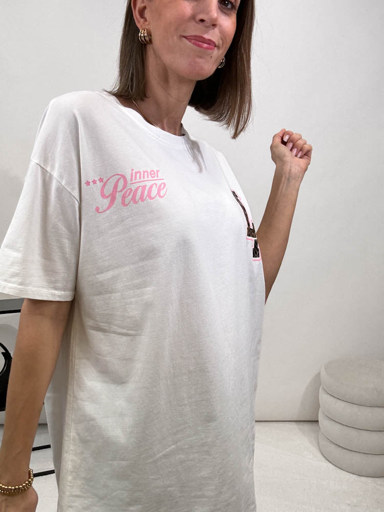 "LA Leo" weiches T-Shirt - weiss
