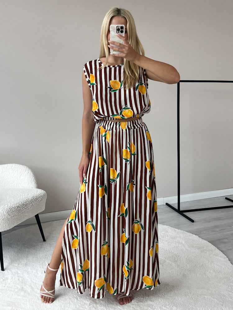 "Amalfi Lemon" Top aus Viscose - braun