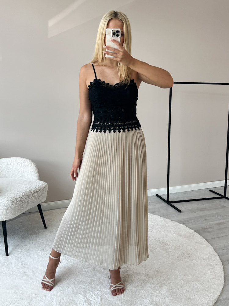 "Skirt" stylischer Plissee Rock - beige